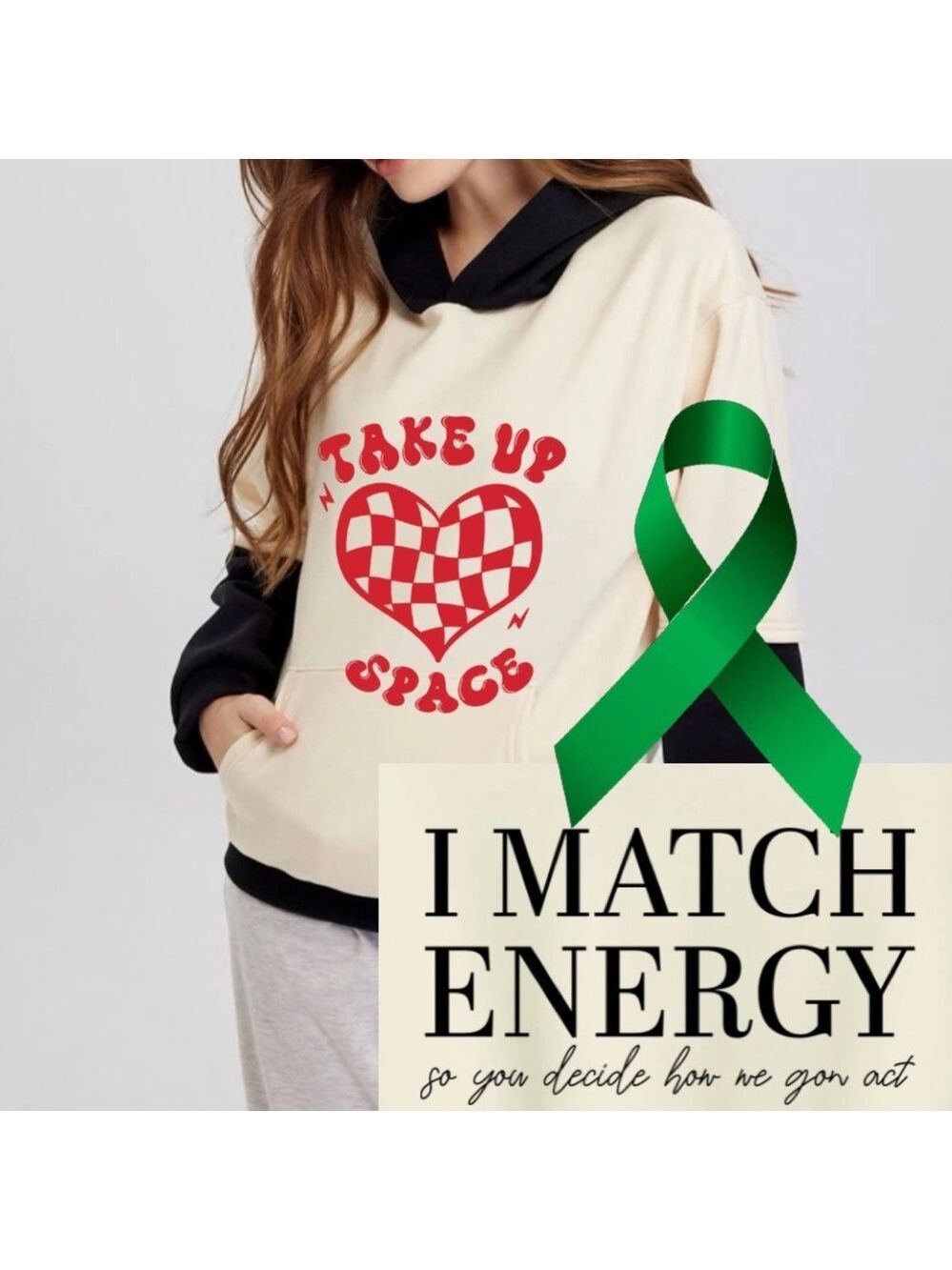 Take Up Space Mental Health graphic oversized pullover hoodie sweatshirt large